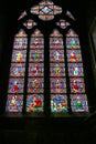 Stained glass Ã¢â¬â rose windows of Cathedral. Sightseeing of France. Royalty Free Stock Photo